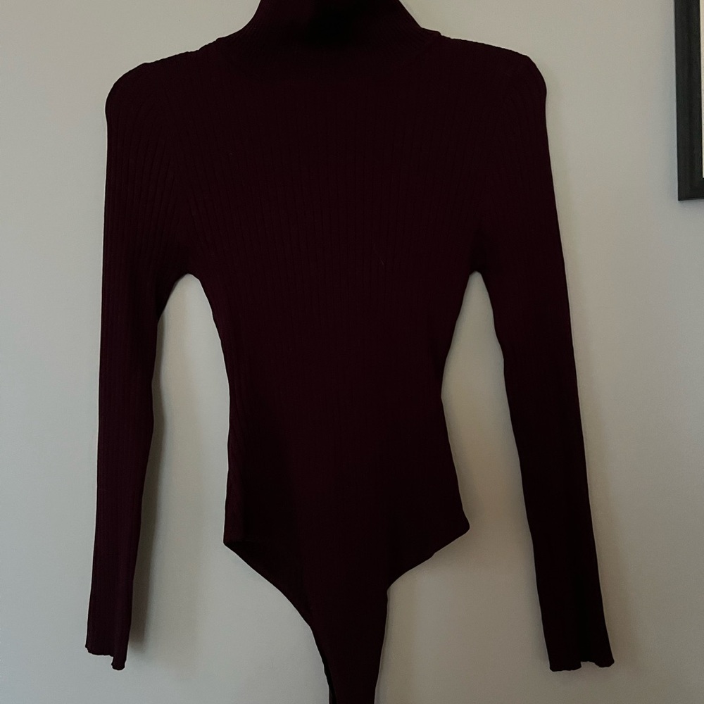 Burgundy Turtleneck Bodysuit